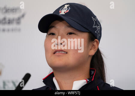 Auchterarder, Scotland, UK. 10 September 2019. Press conference by team at Gleneagles. Pictured Angel Yin of USA. Iain Masterton/Alamy Live News Stock Photo