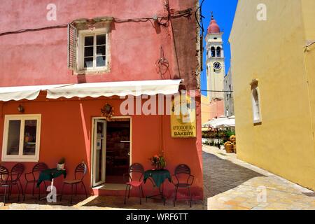 Exterior of local bakery,Corfu Old Town,Kerkyra,Kerkira,Greece,Ionian Islands Stock Photo