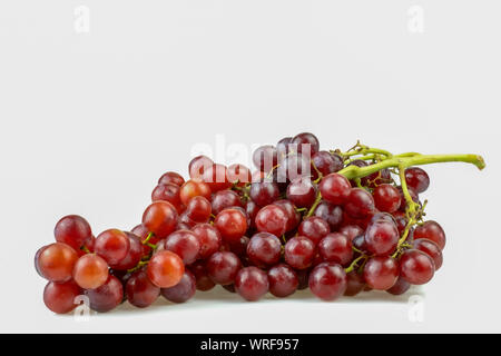 Ripe red grape bunch isolated at white blackground. Full depth of field. Stock Photo