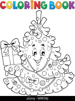 Coloring book Christmas tree topic 1 Stock Vector