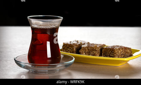 Fragrant black tea in a glass Stock Photo