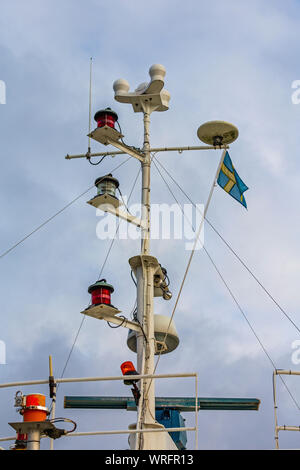 Antenna and Radar Mast at Ship Top Stock Photo - Alamy