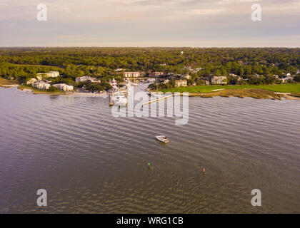 Aerial view of Hilton Head, South Carolina and Harbour Town. Stock Photo