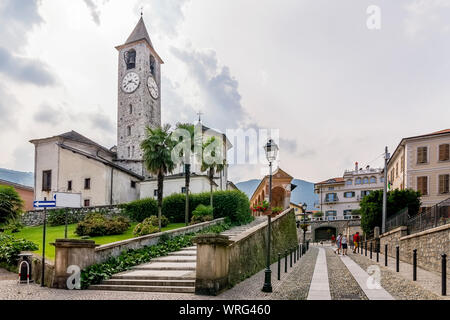 Beautiful view of the monumental complex in the historic center of Baveno, an ancient village on Lake Maggiore, Italy Stock Photo