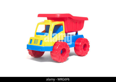 Colorful toy truck isolated on white background. Stock Photo