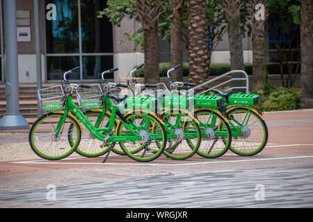 Orlando, Florida. August 17, 2019. Bike for rental at downtown area Stock Photo