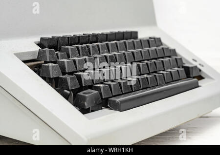 Keyboard of an old mechanical typewriter, close-up. Stock Photo