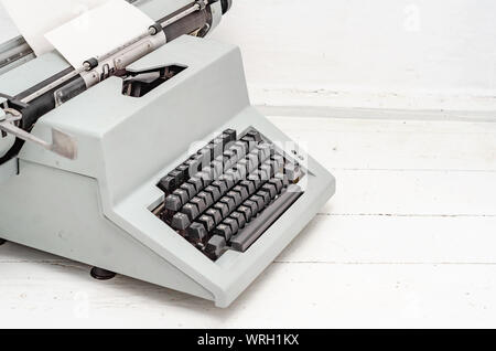 Keyboard of an old mechanical typewriter, close-up. Stock Photo