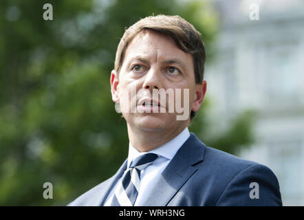 Principal Deputy Press secretary Hogan Gidley speaks to the media about the recent departure of National Security Advisor John Bolton, at the White House in Washington, DC on Tuesday, September 10, 2019. Photo by Kevin Dietsch/UPI Stock Photo