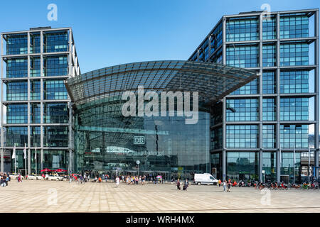 Berlin, Germany - May 21, 2019 Main entrance of Berlin Central train station Hauptbahnhof Stock Photo