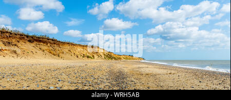 Covehithe Beach with it's eroding sandstone cliffs in Suffolk UK Stock Photo