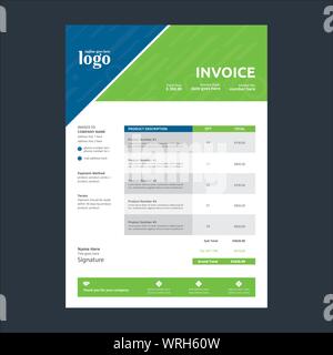 Invoice Template for any type of corporate use Stock Vector
