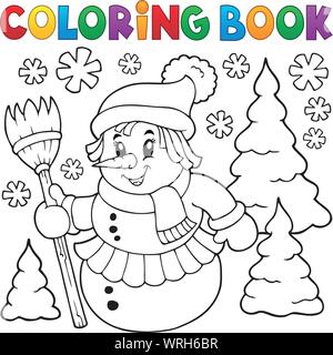 Coloring book snowwoman topic 1 Stock Vector
