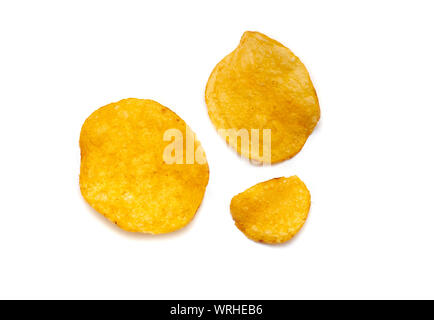 Potato Chips, Set of Potato Chips isolated on white Background Stock Photo