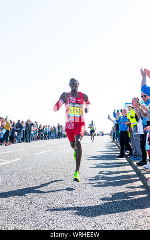 Sir Mo Farah wins the Great North Run making him the first athlete to win this race in six successive years. Stock Photo