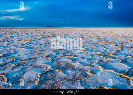Bonneville Salt Flats at sunset, Tooele, Utah, USA Stock Photo