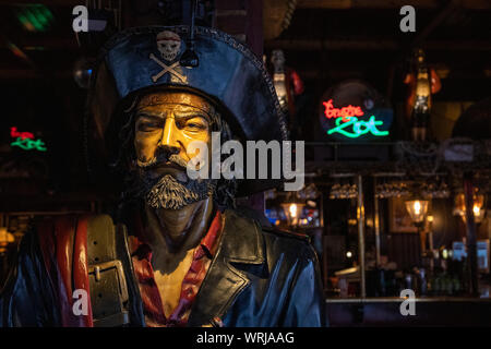 Figure of a pirate in the Dutch Maritime Pub, Rotterdam, South Holland, Holland, Netherlands, Europe