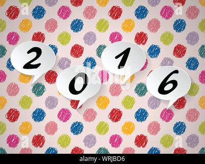 Colorful background with speech bubbles and 2016 text Stock Vector