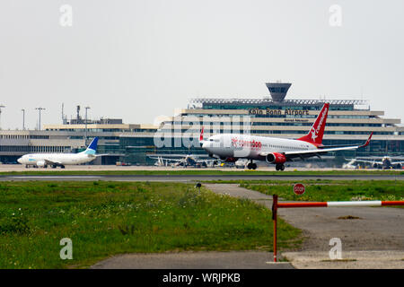 COLOGNE-BONN, NORTH RHINE-WESTPHALIA, AIRPORT, GERMANY - AUGUST 28, 2019 Corendon Dutch Airlines Boeing 737-800 lands at airport on Augus 28, 2019 in Stock Photo