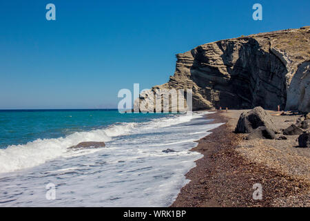 Beautiful beach of Cape Columbo also called as paradise beach in island on Santorini, Greece in summer. Stock Photo