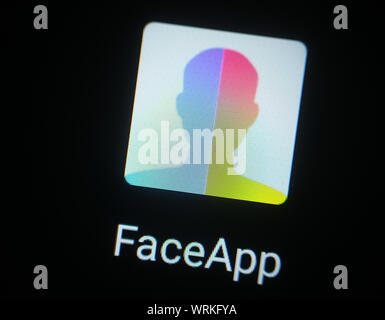 FaceApp application icon on computer display Stock Photo