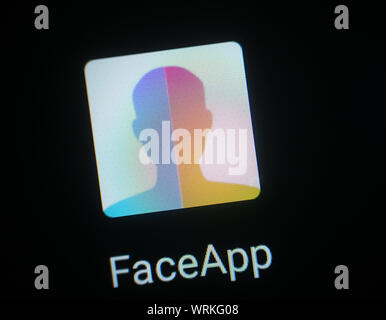 FaceApp application icon on computer display Stock Photo