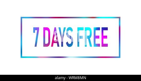 7 Days Free trial signs. Vector colored text on white background Stock Vector