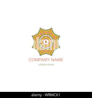 Business logo, emblem. Floral, Oriental logo. Sunny logo. Eco, natural motive. Flower Stock Vector