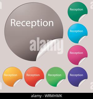 Set of colored stickers with check mark, cross, exclamation point, and ...