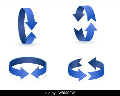 3D rotation sign blue icon 360 rotation arrows  Stock Vector