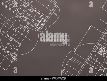 Blueprints. Mechanics. Cover. Mechanical Engineering drawing. Engineering design, construction. Black Stock Vector