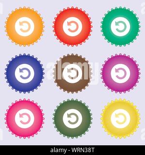 Upgrade, arrow icon sign. A set of nine different colored labels. Vector Stock Vector