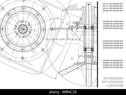 Mechanical engineering drawings. Vector Drawing. Blue and white Stock ...