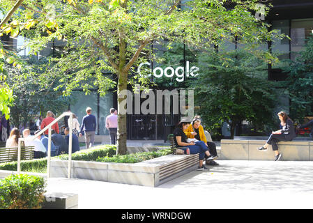 Google offices on Pancras Square at Kings Cross, in the Autumn sunshine, in north London, UK Stock Photo