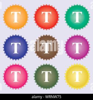 Text edit icon sign. A set of nine different colored labels. Vector Stock Vector