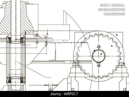 Engineering illustrations. Blueprints. Mechanical drawings. Technical Design. Banner. White Stock Vector