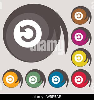 Upgrade, arrow icon sign. Symbols on eight colored buttons. Vector Stock Vector