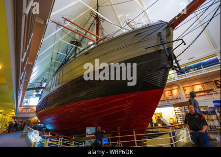 Oslo - July 24. Nansen Fram's Historic Polar Expedition ship in the Fram Museum on July 24, 2010 in Oslo. Stock Photo