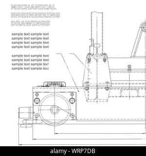 Mechanical engineering drawings on a white background Stock Vector
