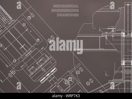 Blueprints. Mechanical construction. Technical Design. Cover. Banner. Black Stock Vector