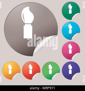 Paint brush sign icon. Artist symbol. Set of eight multi colored round buttons, stickers. Vector Stock Vector