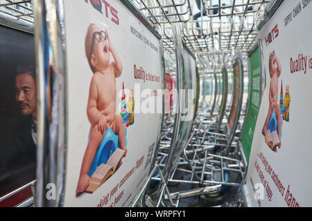 HONG KONG - CIRCA APRIL, 2019: luggage carts at Hong Kong International Airport. Stock Photo