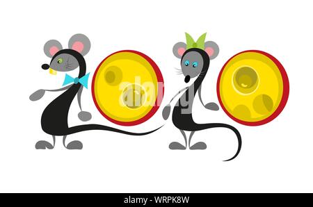 Chinese new year 2020 year of the rat , red paper cut rat character with craft style on white background. Chinese translation Happy chinese new year Stock Vector