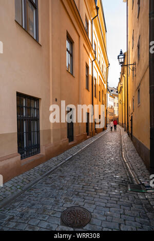 Stockholm, Sweden. September 2019.  A view of the characteristic streets of the historic city center in Gamla Stan island Stock Photo