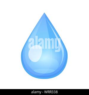 Water drop clear vector element on white background. Flat transparent object. Stock Vector
