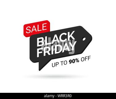 Black Friday sales tag in the form of a speech bubble. Design element for sale banners, posters, cards. Promotional marketing discount event. Design e Stock Vector