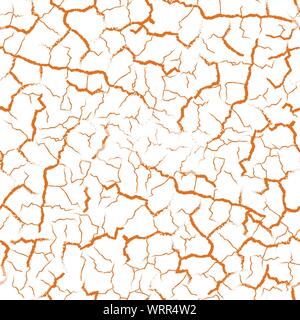 Cracks from drought. Vintage abstract pattern with patina pattern. Grunge seamless pattern background. Graphic element. Damaged antique surface. Textured background on isolated white background. Stock Vector