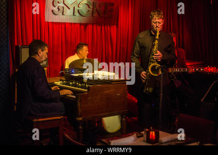 June 06th, 2018:  Jazz band play at Smoke Jazz & Supper Club, New York City, New York, United States Stock Photo