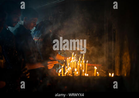 Dhaka, Bangladesh. 10th Sep, 2019. Shia Muslims light candles at the Hussaini Dalan during the Ashura day in Dhaka.Ashura is the tenth day of Muharram, the first month of the Islamic calendar, observed around the world in remembrance of the martyrdom of Imam Hussain, the grandson of Prophet Muhammad. Credit: SOPA Images Limited/Alamy Live News Stock Photo