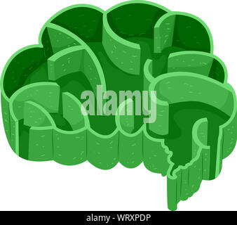 Illustration of a Brain Shaped as a Labyrinth Stock Photo